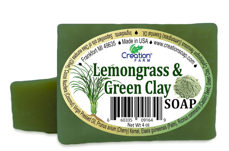 Lemongrass & Green Clay Soap - Two 4 oz Bar Pack by Creation Farm - Creation Pharm