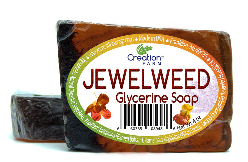 Jewelweed Soap for Poison Ivy Wash and Soothing 4oz Bar (Two 4 oz Bar Pack) - Creation Pharm