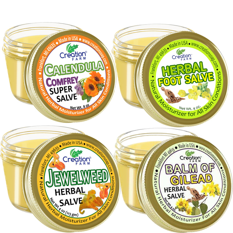 Herbal Salve Quad Collection- 2 Each of your four most favorites.